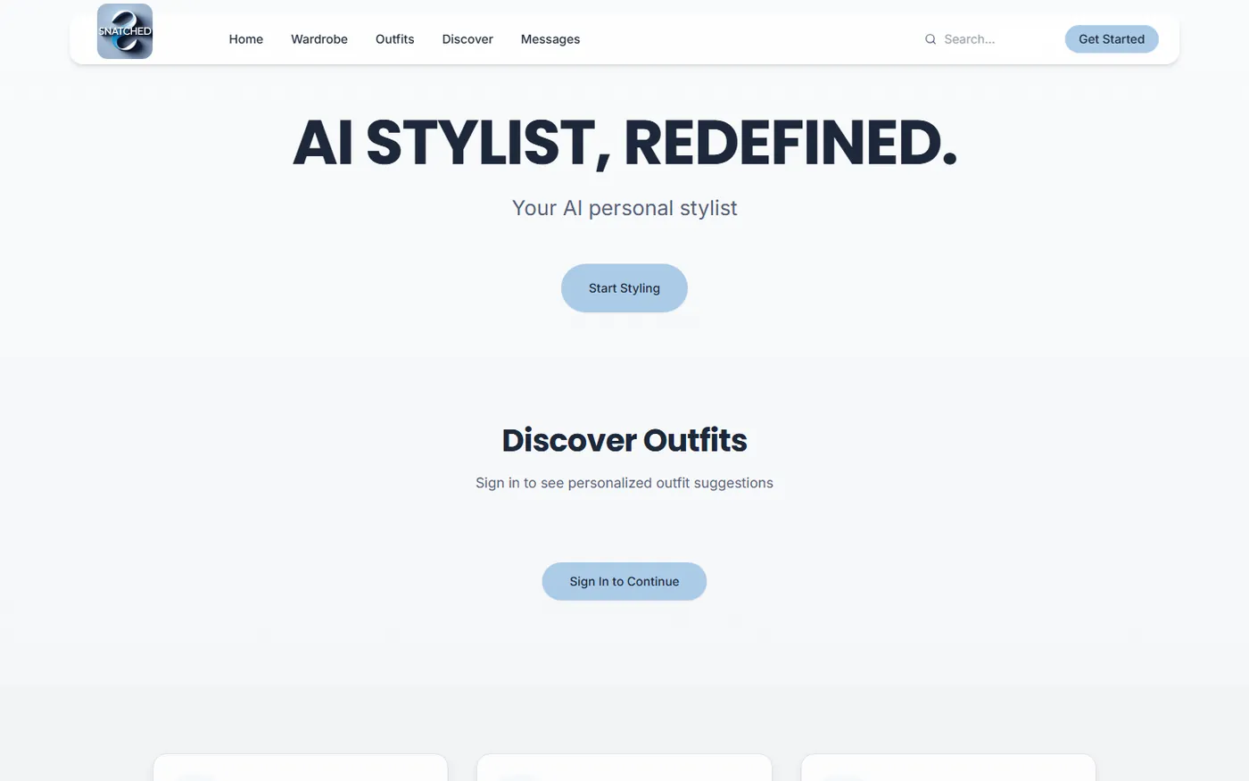 Screenshot of the Snatched website